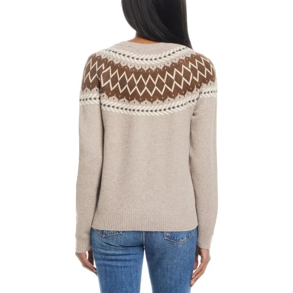 Weatherproof Vintage Women's Fairisle Ribbed Cuffs & Hem Sweater, Size XL, New - Picture 2 of 3